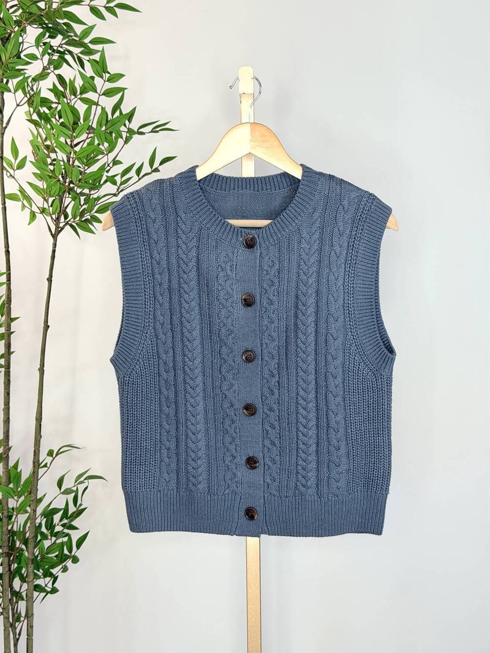 NEW BE COOL women's storybook sweater vest in slate blue